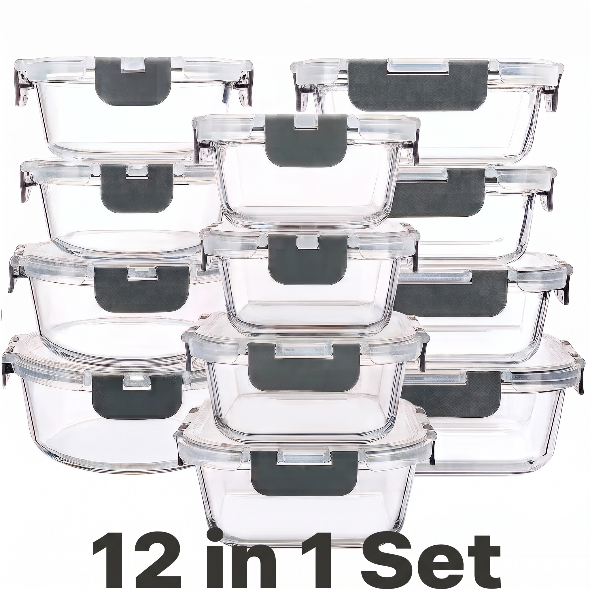 Glass food storage containers with airtight locking lids