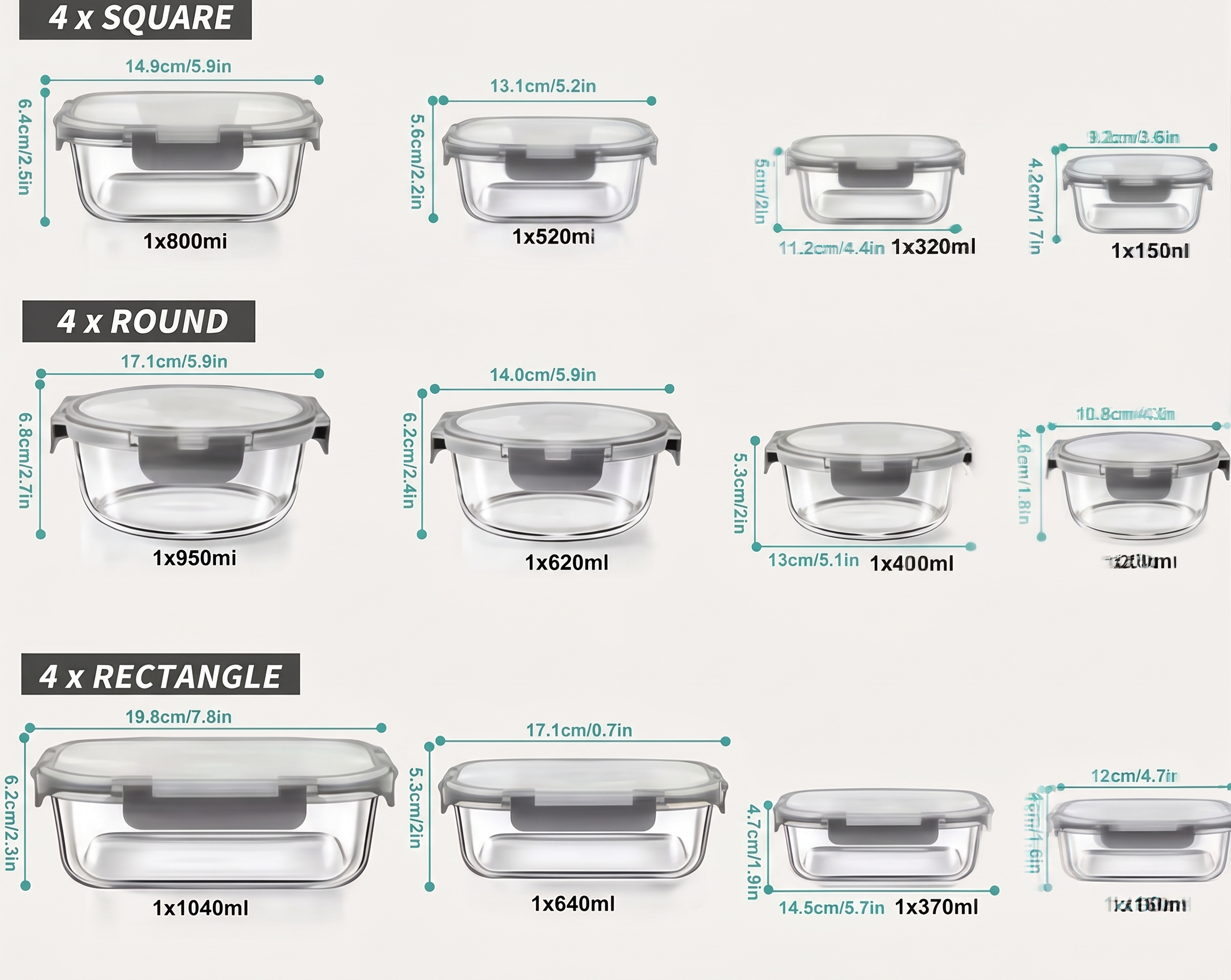 Stackable glass storage containers